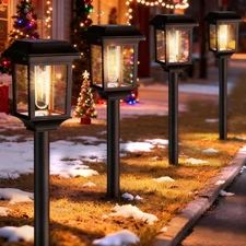 Solar Outdoor Lights Waterproof, 8 Pack Metal Glass Solar Pathway Lights Outd...