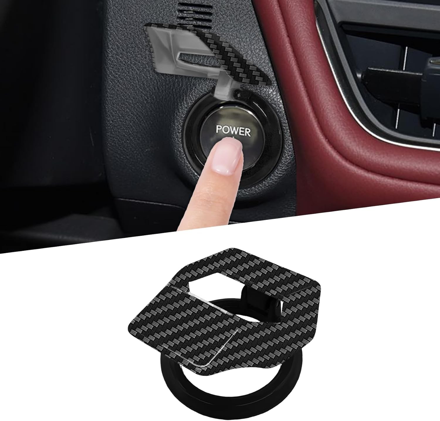 Engine Start/Stop Button Cover, Push Start Button Cover, Z Color: Carbon Fiber
