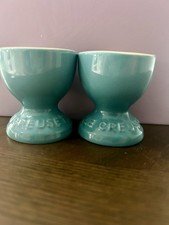 Le Creuset Ceramic Egg Cup Set, Blue, Set of 2, Dishwasher Safe