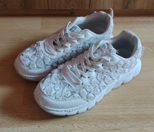 Damen Halbschuhe Sneakers Weiß Gr. 43 Spitze Blumen Blumenmuster Freizeitschuhe