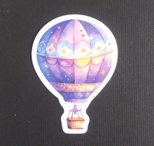 Purple With Stars Hot Air Balloon Sticker 2.25" x 1.58" C