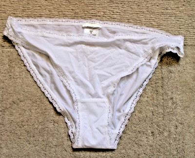 Brandneu Spitze getrimmt Bikini Stil Höschen, weiß, Large UK 14-16
