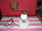 VINTAGE Electric Milk Glass Overhang Hobnail Table Lamp, WORKING - No Globe
