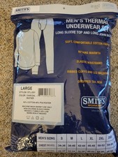 SMITH'S WORKWEAR THERMAL LONG SLEEVE TOP & LONG-JOHN BOTTOM, SIZE: L, Charcoal