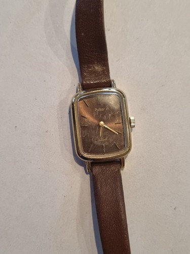 Brown Pulsar Wrist Watch With Genuine Leather Strap