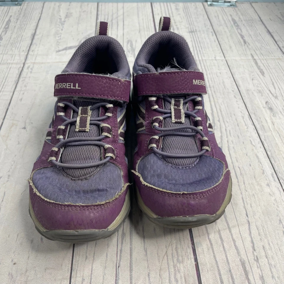 Merrell Purple Hook Loop Strap Trail Shoes Kids Size 13M Hiking running - Image 2 of 4
