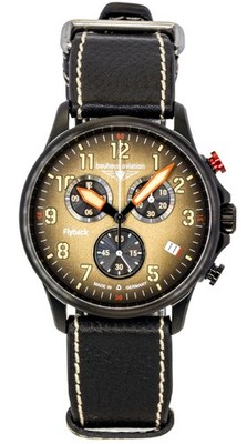 Bauhaus Aviation Chronograph Brown Dial Leather Strap BA-28885 Men's Watch