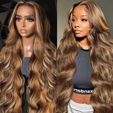 100 Human Hair Body Wave Wigs P4/27 Highlight Colored 13x4 13x6 HD Lace Frontal