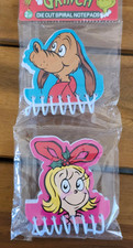 NEW Dr. Seuss GRINCH 2 Die Cut Spiral Notepads w/80 pages, Max Cindy Lou Who