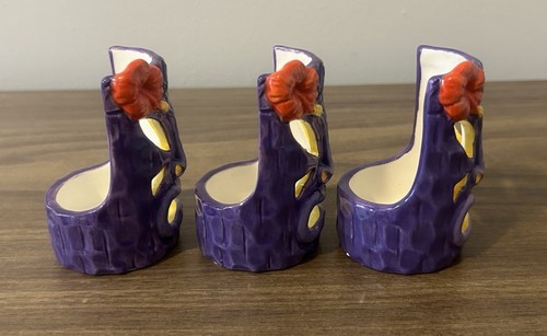 Set Of 3 Yankee Candle Purple Tiki Mask Ceramic Tealight Candle Holders NWT - Picture 5 of 8