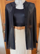 EXQUISITE NWT Eileen Fisher XL (XXL black sheer silk over Blouse jacket tag $258