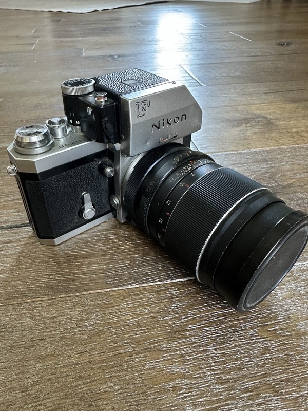 Nikon F Photomic FTN Silver 35mm Film Camera With Vivitar 135mm Lens