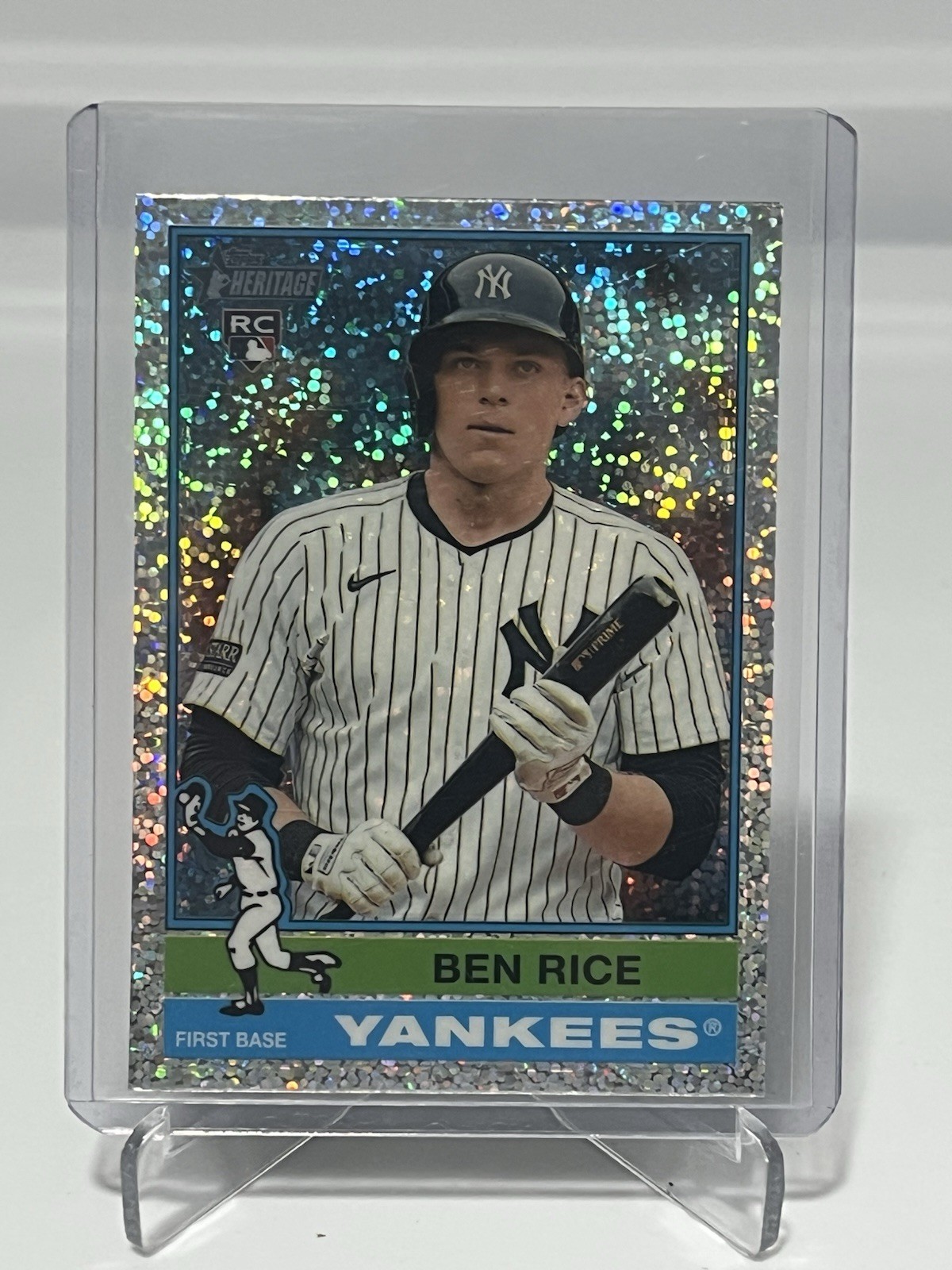 2025 Topps Heritage Chrome Ben Rice #406 Silver Sparkle SP RC Rookie Yankees