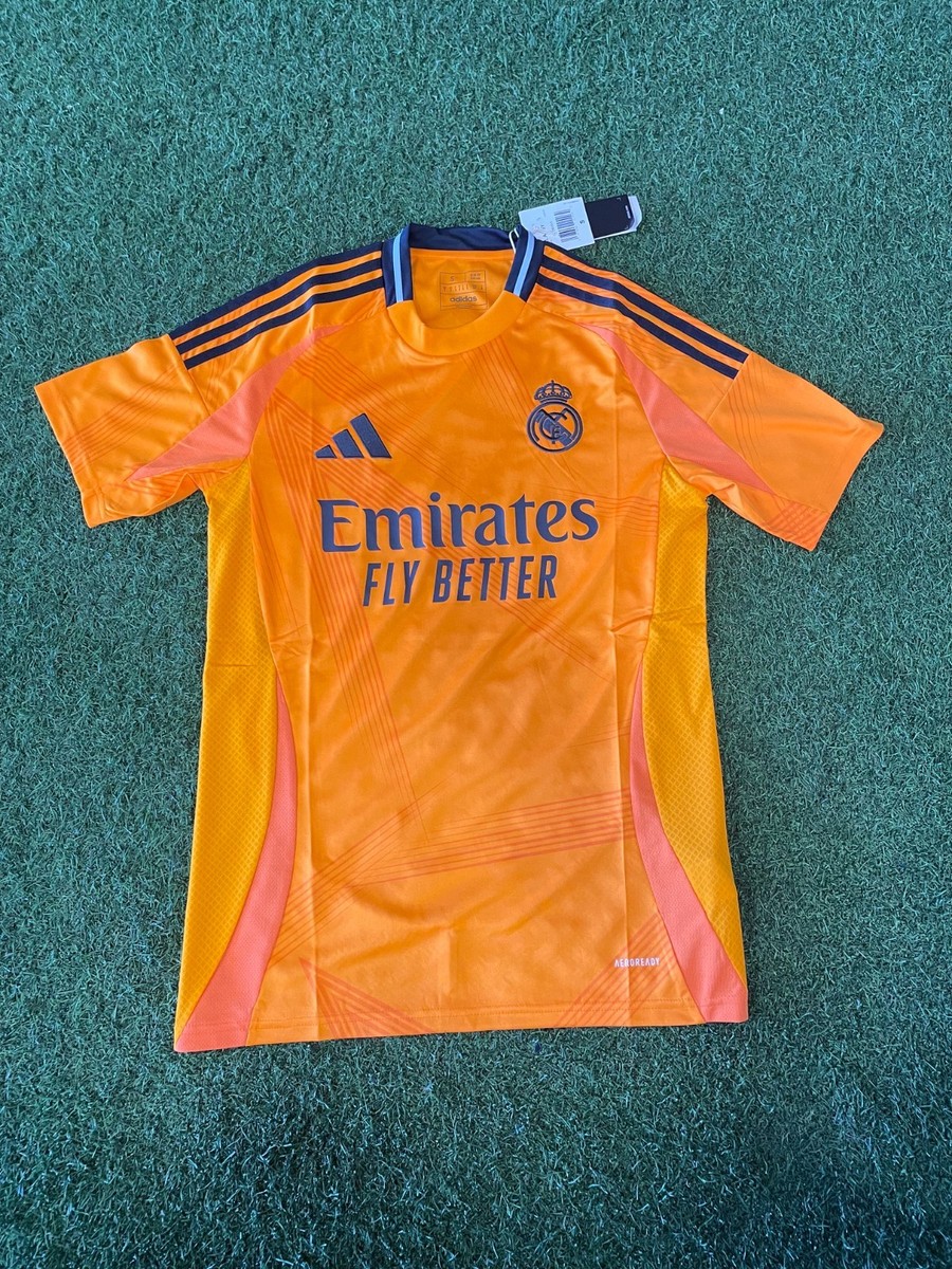 adidas Real Madrid Men's Away Jersey 24/25 - Orange/Black | eBay