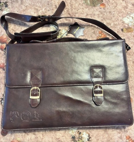 Vintage PATA China Dragonair Airlines Leather Travel Organizer Wallet - Dark