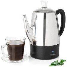Mixpresso 10 Cup Percolator Coffee Pot Electric, Stainless Steel Coffee