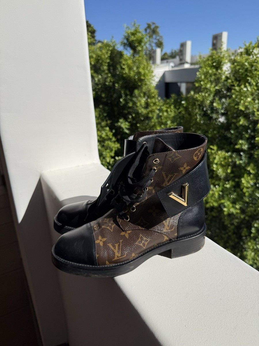 Louis Vuitton LV Monogram Logo Combat Ankle Boots Size 38 | eBay