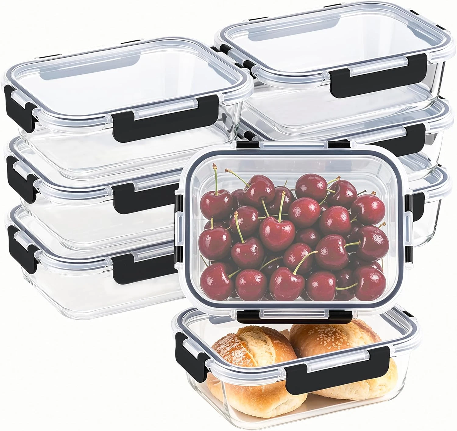 8 Pack 36Oz Large Glass Meal Prep Containers with Lids, Glass Food Storage Conta