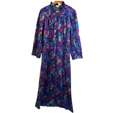 Gilligan  O'Malley VTG Velour Long Night Dress Pajama Robe Sleep Small Granny