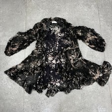 Zimmermann Floral Dress Women's Size 0 Black Layered Ruffle Design