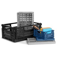 Collapsible Mini Storage Crates, 6 Pack Organizers, 3 Sizes