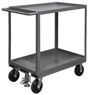 Durham RSC-2448-2-2.4K-ALU-FL-95, 2 Shelf Stock Cart w/ Floor Lock, 48''x24''x39''