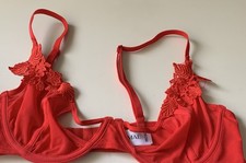 Mila Mae Stunning Peep Embroidery Sexy Underwire Bra Red 36C