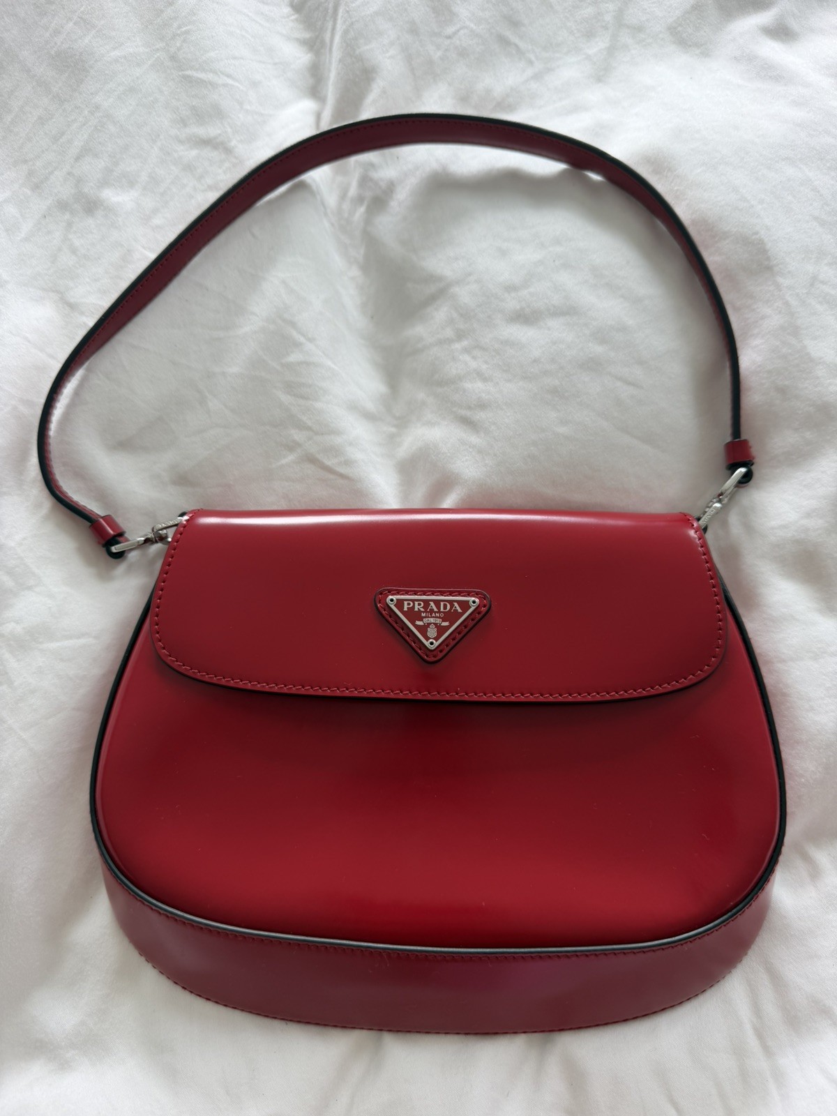 Prada Cleo Red Leather Shoulder Bag – Excellent Cond. - Dust Bag – RRP £2,250
