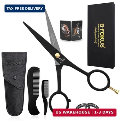 5'' Premium Beard Mustache Scissors, Black High Carbon Stainless Steel Beard Scis