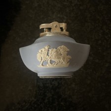 Vintage Ronson Wedgewood Table Lighter Blue Jasperware in good working order