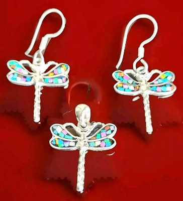 Erick's Sterlingsilber mehrfarbiger Opal Libelle Set Taxco.925