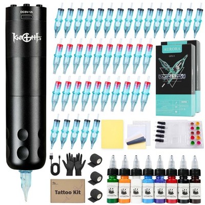 Dragoart Knight2 Tattoo Gun Starter Kit, Full Tattoo Supplies, Wireless Tatto...