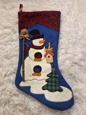 Christmas Stocking Snowman with Birds Birdhouse and 3D Shovel