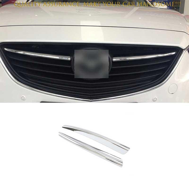 For Mazda 6 Atenza 2014-2017 New Chrome Front Grille Grill Mesh Stripe Trim 2pcs