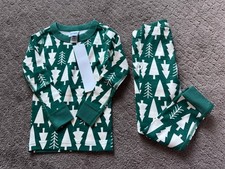 hanna andersson Boys Holiday Print Pajama Set Green Size 8