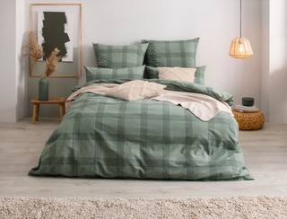 79537862/K107 OTTO products Bettwäsche »Lennja« Karomuster 200x230 cm grün NEU