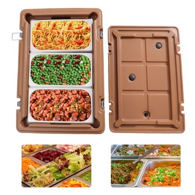 Commercial Insulated Food Pan Carrier Box Catering Hot Cold Chafing Dish 3 Pans