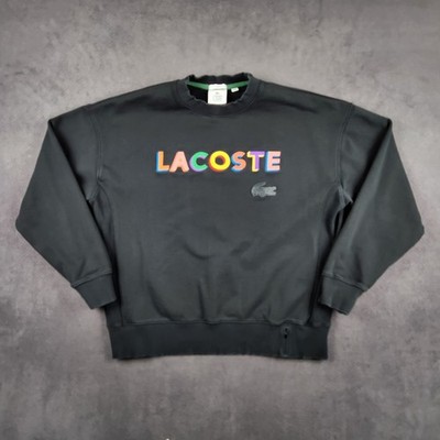 【L size】 VAWS Logo Jumper Lacoste L!VE Sweatshirt Mens Large Black Rainbow Logo Spellout