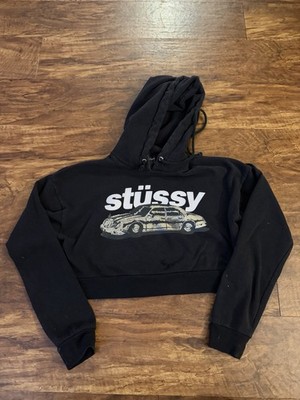 Vintage y2k Stussy girls cropped Black hoodie car Sz XS | eBay