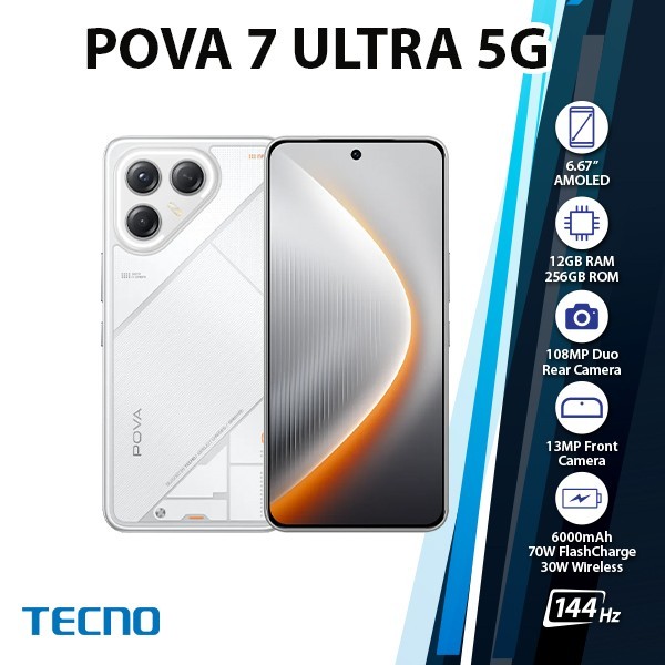 TECNO Pova 7 Ultra 5G Android Cell Phone (WHITE/12GB+256GBDual SIM