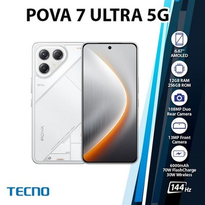 TECNO Pova 7 Ultra 5G Android Cell Phone (WHITE/12GB+256GBDual SIM/Unlocked)