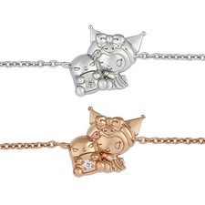 Sanrio KUROMI Baku Charm Bracelet Pink Gold Tone Cute Character Jewelry Gift