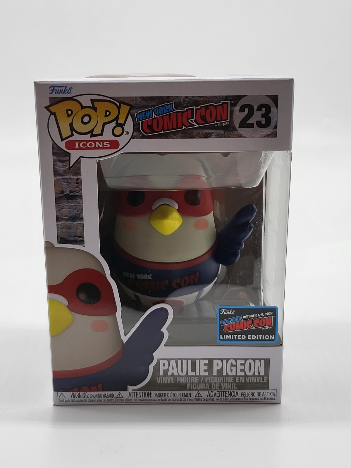 Funko Pop! Pegatina Con Iconos Paulie Pigeon #23 Nycc 2022 (Azul, Rojo, Gigantes)