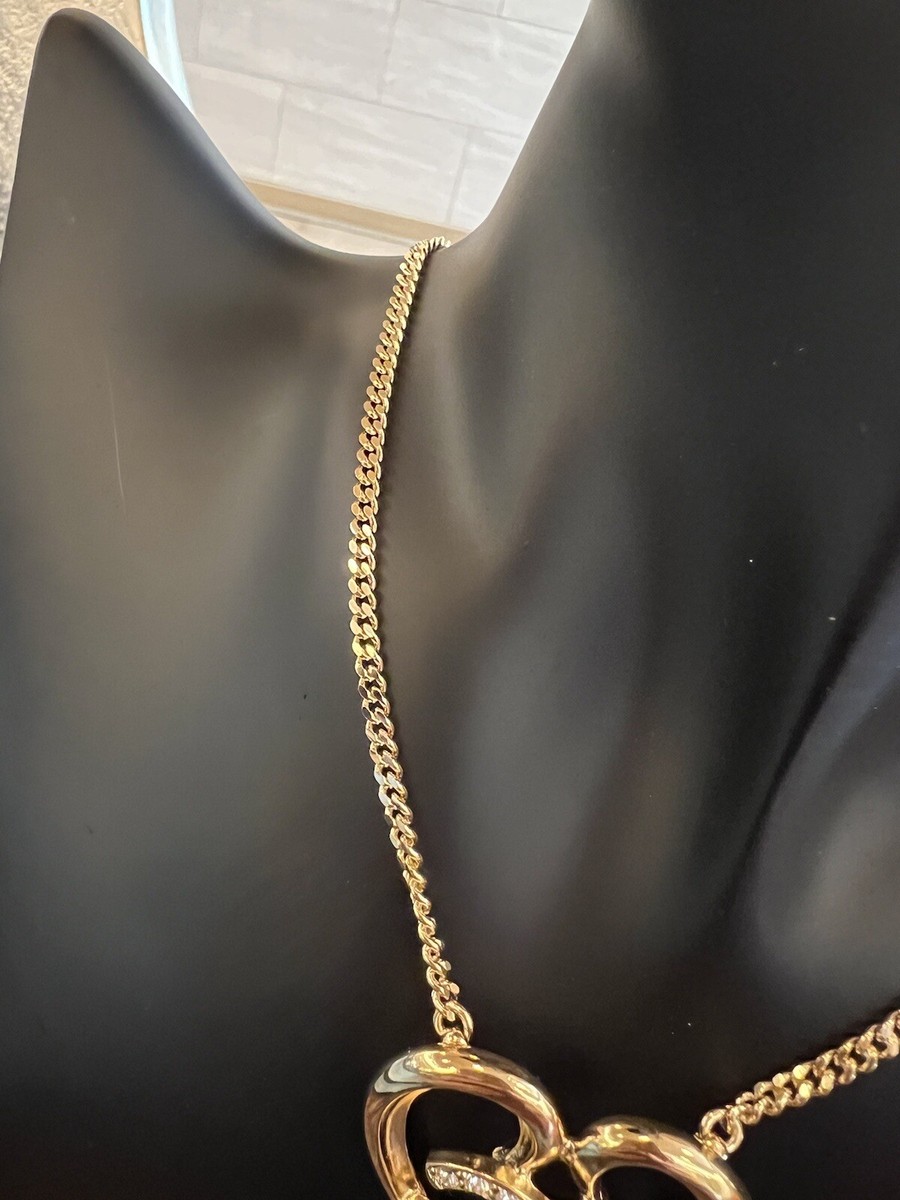 Chanel 23C Heart Gold Necklace with Crystals | eBay