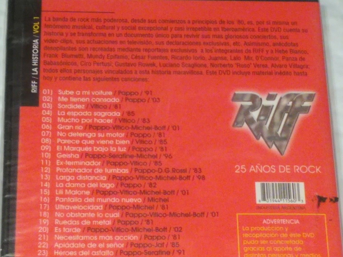RIFF - La Historia De Riff, Vol. 1 - DVD Video 25 años de
