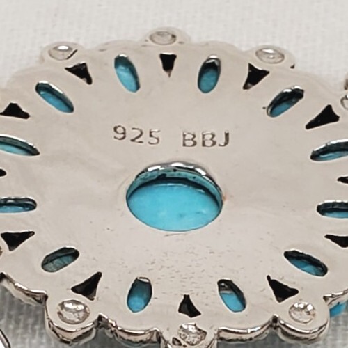 🪅 Vintage BBJ 925 Sterling Silver Turquoise Petit Point Bib Necklace JTV 🪅 - Picture 8 of 8