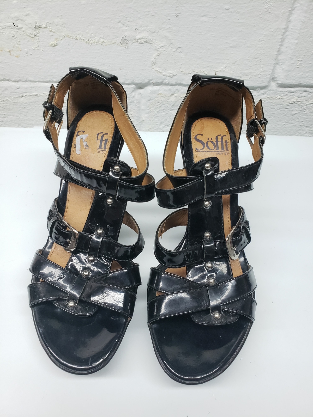 Sofft Womens Leather Buckle Open Toe Comfort Black Strappy Heels Size 6 M |  eBay