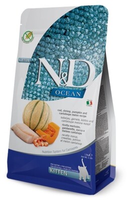 FARMINA N&D Ocean Cat Kitten Kabeljau, Garnelen, Kürbis & Cantaloupe-Melone 300g