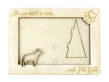 Pit Bull plywood picture frame Art-Dog