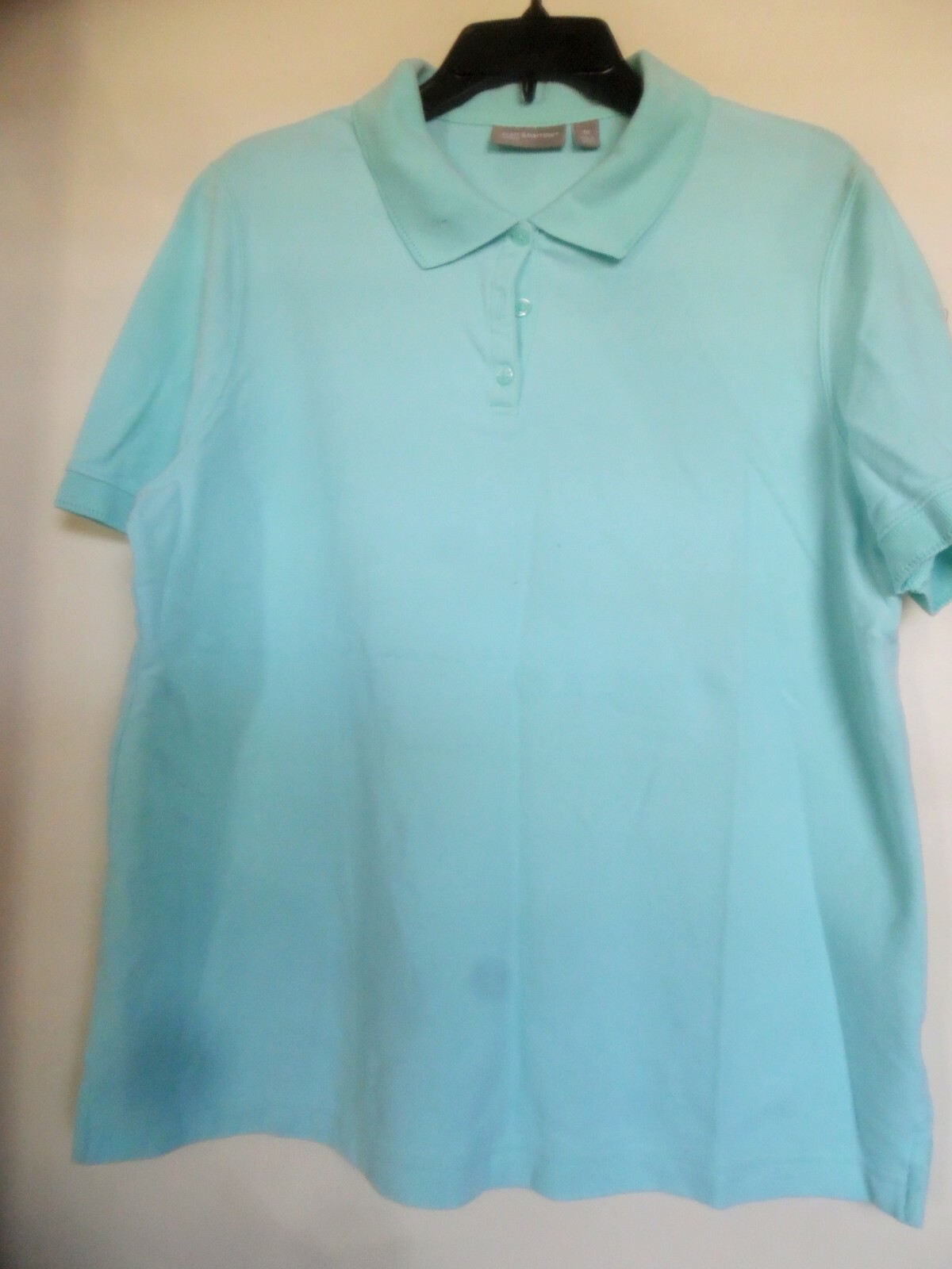 Croft & Barrow Plus Sz 1X Aqua   Cotton Polo Shirt Top